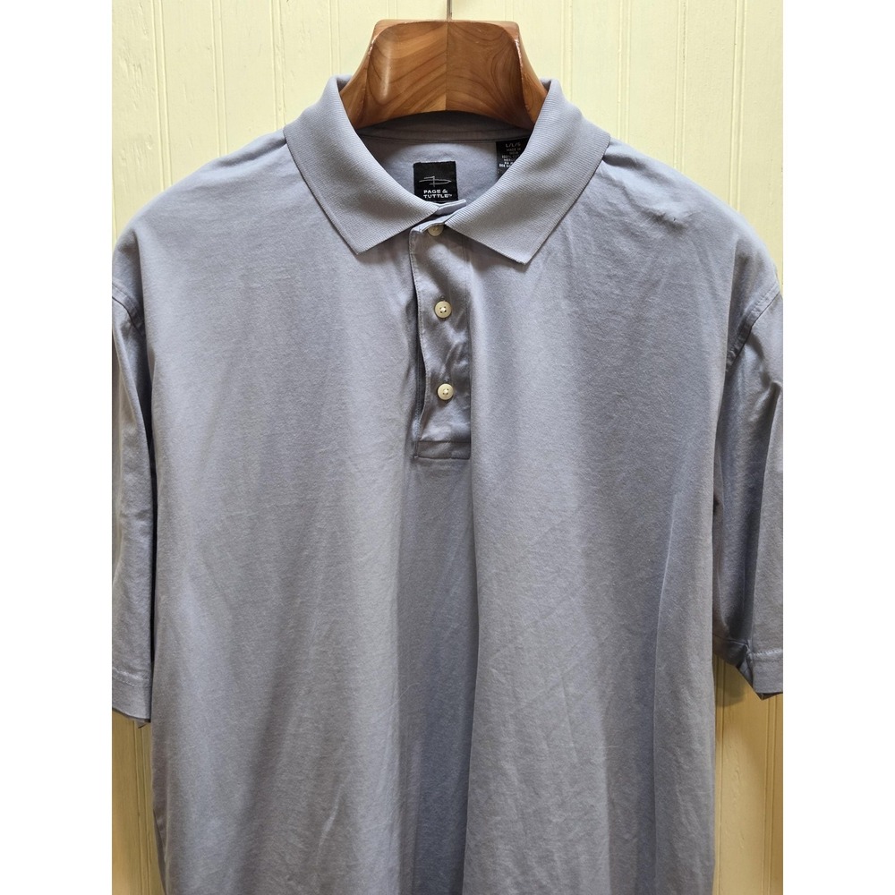 Page & Tuttle Polo Shirt Mens‎ Large Gray 100% Cotton Double Mercerized Casual
